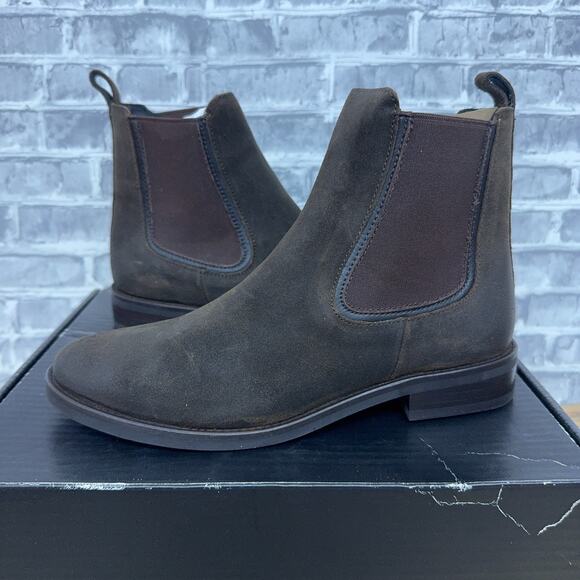Thursday Boot Co Dark Olive Suede Duchess Chelsea Ankle Boots Womens Size 8 New - Picture 1 of 7